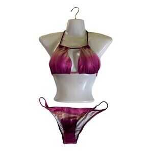 Fashion Nova Ombre Halter Bikini X-Large Pink/Beige Swimwear Sexy Beach Pool Y2K